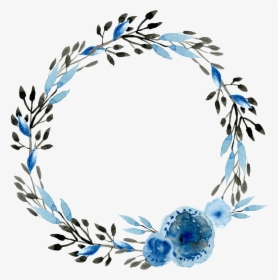 Blue Watercolor Wreath Png , Png Download - Blue Flower Frame Png, Transparent Png, Free Download