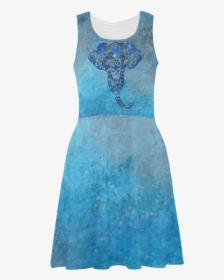 A Blue Watercolor Elephant Portrait In Denim Look Atalanta - Cocktail Dress, HD Png Download, Free Download