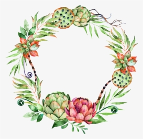 Transparent Succulents Clipart - Succulent Watercolor Png Wreath, Png Download, Free Download