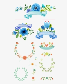 Fresh Blue Watercolor Flowers Hand Drawn Wreath Decorative - Blue Watercolor Wreath Png, Transparent Png, Free Download
