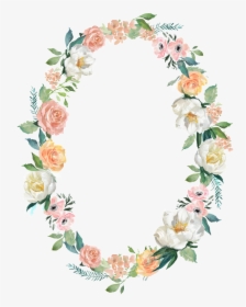 Cartoon Watercolor Wreath Decorative Border Png - Oval Flower Wreath Png, Transparent Png, Free Download
