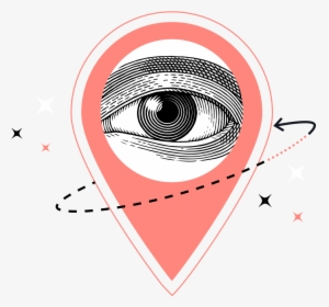 Sparkling Gps Location Pin With Eye Artwork - Circle, HD Png Download, Free Download