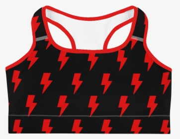 Black & Red Lightning Bolts Sports Bra - Vest, HD Png Download, Free Download