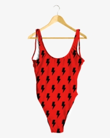 Black Lightning Bolts On Red One-piece - Thanos One Piece Swimsuit, HD Png Download, Free Download