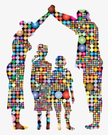 Prismatic Circles Family Shelter Minus Ground Silhouette - Silhouette Family Clipart Transparent Background, HD Png Download, Free Download
