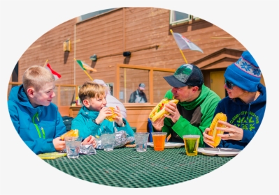 4 People Eating Out On A Deck - Fun, HD Png Download, Free Download