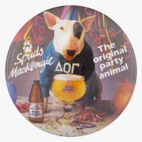 Bud Light Spuds Mackenzie Party Animal Beer Button - Bud Lights Party Dog, HD Png Download, Free Download