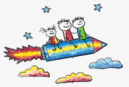 Crayons Transparent Clear - Crayon Drawing Of Rocket, HD Png Download, Free Download