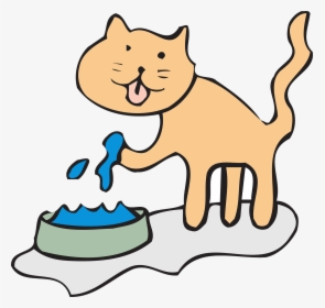 Cat Drinking Water Clipart, HD Png Download, Free Download