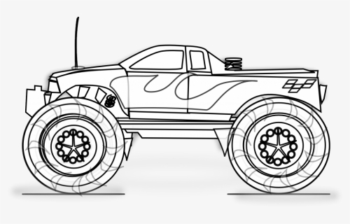 Monster Truck Png Black And White - Monster Truck Clipart Black And White, Transparent Png, Free Download