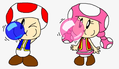 Color Bubble Gum Toad And Toadette By Pokegirlrules - Toad And Toadette Bubblegum, HD Png Download, Free Download