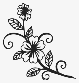 Blooming Flowers On Vine Rubber Stamp - Flower Vine Clipart Black And White, HD Png Download, Free Download