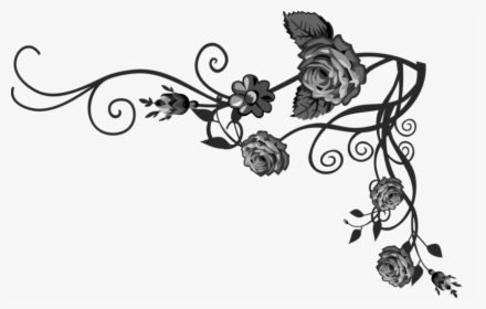 Rose Vine Png - Black And White Flower Vine Clipart, Transparent Png, Free Download