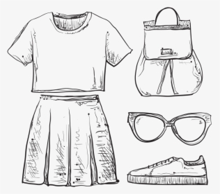 Sketch Clothing Backpack Royalty-free Pattern Dress - Shirt And Skirt Drawing, HD Png Download, Free Download