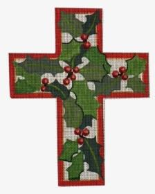 Cross, Christmas Holly - Cross-stitch, HD Png Download, Free Download