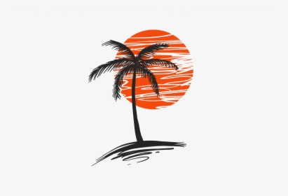 Transparent Sunset - Palm Tree Graphic Design, HD Png Download, Free Download