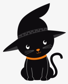 Halloween Black Cat Png Image Background - Cute Halloween Clipart, Transparent Png, Free Download