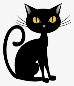 Black Cat Cat Halloween Silhouette Helloween Witch Chat Noir Dessin Simple Hd Png Download Kindpng