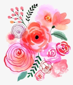 Watercolor Flower Bouquet , Transparent Cartoons - Transparent Background Watercolor Flowers Clipart, HD Png Download, Free Download