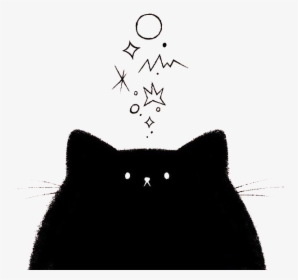 Visual Arts Black Cat Drawing Watercolor Painting Illustration - Cute Black Cat Drawing, HD Png Download, Free Download