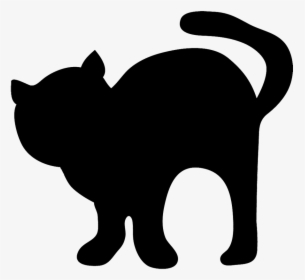 Black Silhouette Of Cat - Drawing, HD Png Download, Free Download