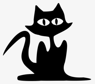 Black Cat Halloween Kitten Clip Art - Cat Silhouette, HD Png Download, Free Download