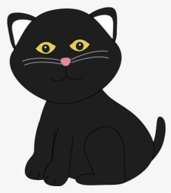 Black Cat Cute Halloween Clip Art Clipart Free Transparent - Cute Halloween Black Cat Clipart, HD Png Download, Free Download