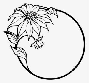 Poinsettia Clipart Line Drawing - Flower Border Clipart Black And White, HD Png Download, Free Download