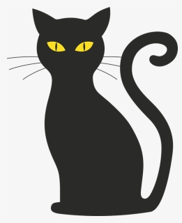 Cat, Halloween, Silhouette, Mieze, Black Cat, Black - Silhouette Black Cat Clipart, HD Png Download, Free Download