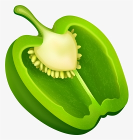 Half Green Pepper Png Clipart - Green Bell Pepper Clipart, Transparent Png, Free Download