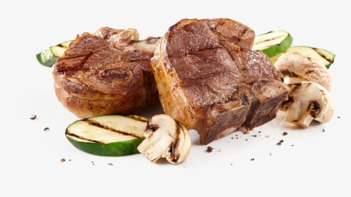 Grilled Lamb Chops With Garlic, Mushrooms And Zucchini - Beef Tenderloin, HD Png Download, Free Download