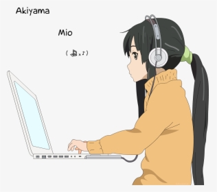 Anime Girl Using Computer, HD Png Download, Free Download