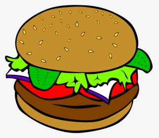 Burger Clipart Diner Food Pencil And In Color Burger - Clip Art Of Food, HD Png Download, Free Download