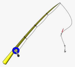 Fishing Pole Clipart Fishing Rod - Fishing Rod With Hook Clipart, HD Png Download, Free Download