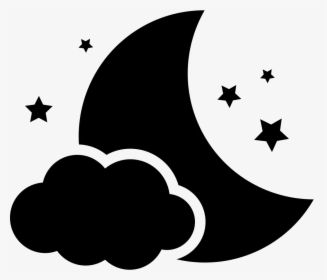 Night Symbol Of The Moon With A Cloud And Stars - Star And Moon Clipart, HD Png Download, Free Download