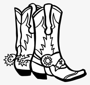Cowboy Boots Coloring Pages - Cowboy Boots Clipart Black And White, HD Png Download, Free Download