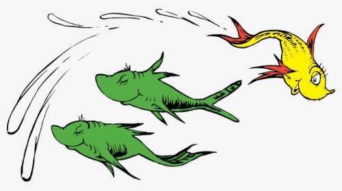 One Yellow Fish Passing By Two Green Fish By Dr - One Fish Two Fish Red, HD Png Download, Free Download