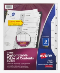 Avery Divider With Table Of Contents Custom, HD Png Download, Free Download