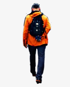 #man #walking #away #orange #jacket #backpack #boy - Man Walking Away Png, Transparent Png, Free Download