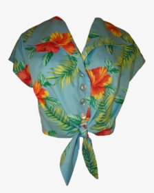 Hawaiian Floral Tie Up Crop Blouse - Comfort, HD Png Download, Free Download