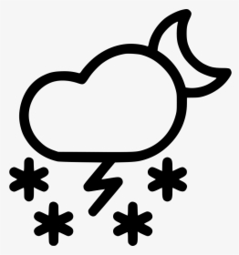 Cloud Night Moon Thunder Snow Storm Comments - Weather Icons White Png, Transparent Png, Free Download