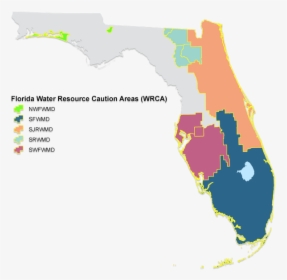 Map Showing Water Resource Caution Ares Within The - Four Regions Of Florida, HD Png Download, Free Download