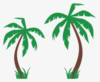 Palm Tree Decal For Wall Coconut Trees With Grass Wall - Green Coconut Tree Clipart, HD Png Download, Free Download