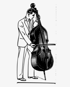 Man Playing Contrabass Clip Arts - Bass Instrument Clipart Black And White, HD Png Download, Free Download