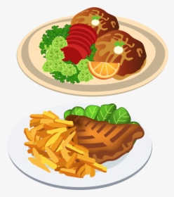 Fast Food Dinner Clip Art - Food On Plate Vector, HD Png Download, Free Download