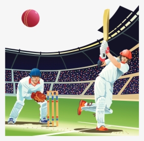 Cricket Baseball Twenty - Cricket Playing Illustration, HD Png Download, Free Download