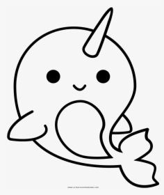 Narwhal Coloring Page - Narwhal Clipart Black And White, HD Png Download, Free Download
