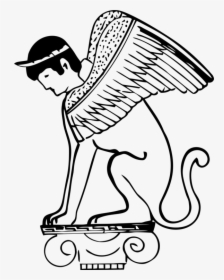 Transparent Sphinx Clipart - Greek Mythology Greek Sphinx Drawing, HD Png Download, Free Download