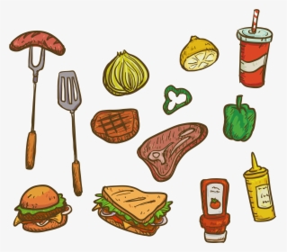 Barbecue Grill Picnic Food Euclidean Vector Computer - Alimentos Desenhados, HD Png Download, Free Download