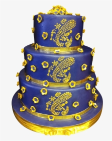 Gold Paisley Wedding Cake - Cake Png Gold And Blue, Transparent Png, Free Download